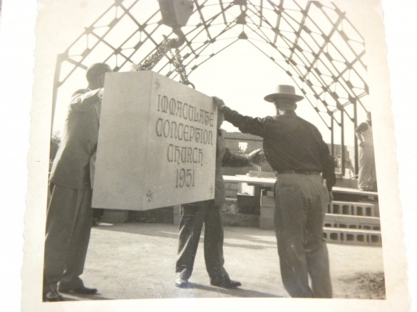Cornerstone of Immaculate Conception Church 1951
